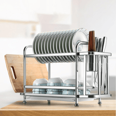 Double Layer Stainless Steel Kitchen Storage Rack Storages Household Arrangement for Kitchen Dishes MRSLM