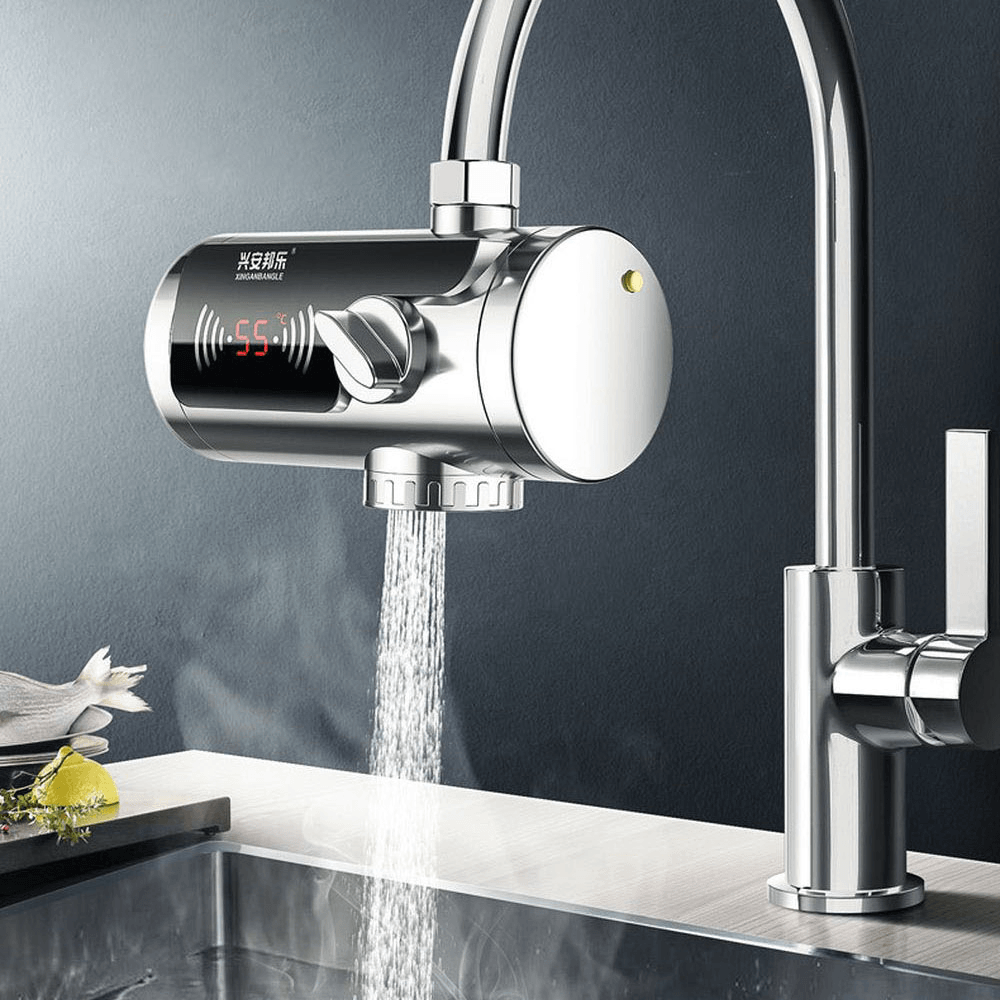 JB-14A 2000W Stainless Steel Connecting 3Sec Instant Hot Water Faucet LCD Temperature Display for Kitchen Bathroom MRSLM