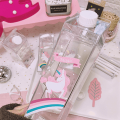 500Ml Fantastic Summer Unicorn Cartoon Milk Drink Box Water Bottle Birthday Kid Clear Plastic Water Bottle Gym Sport Cactus Juice Frui Holder Fitness Picnic MRSLM