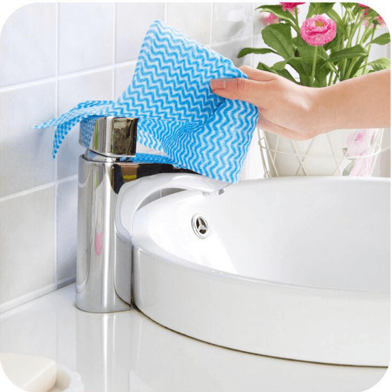 25 Pcs/Roll Non-Woven Kitchen Cleaning Cloths Disposable Multi-Functional Rags Wiping Scouring Pad Furniture Kitchenware Wash Towel Dishcloth MRSLM