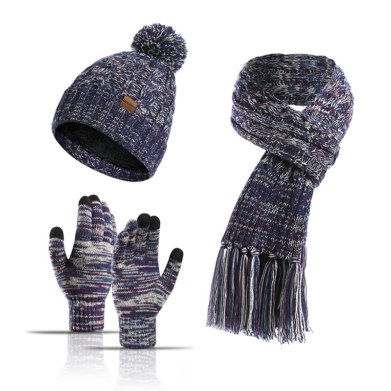 Three-Piece Hat Thick Scarf Touch Screen Gloves dylinoshop