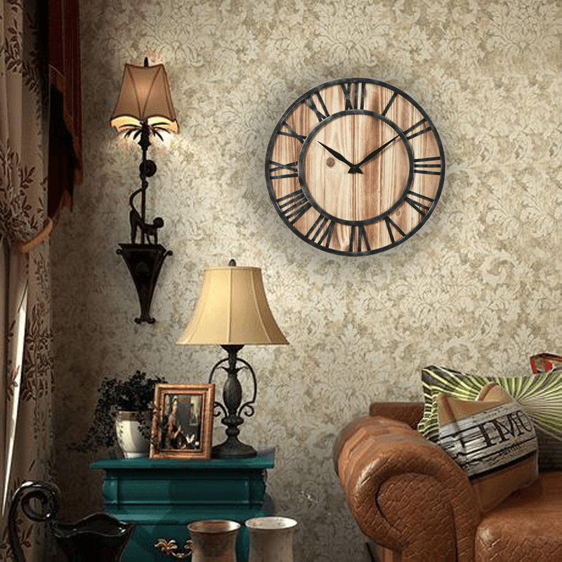 Creative round Silent Wooden Wall Clock Decorative Clock for Living Room Home Decorations MRSLM