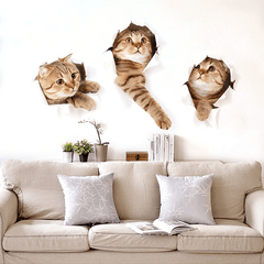 Miico 3D Creative PVC Wall Stickers Home Decor Mural Art Removable Cat Wall Decals MRSLM