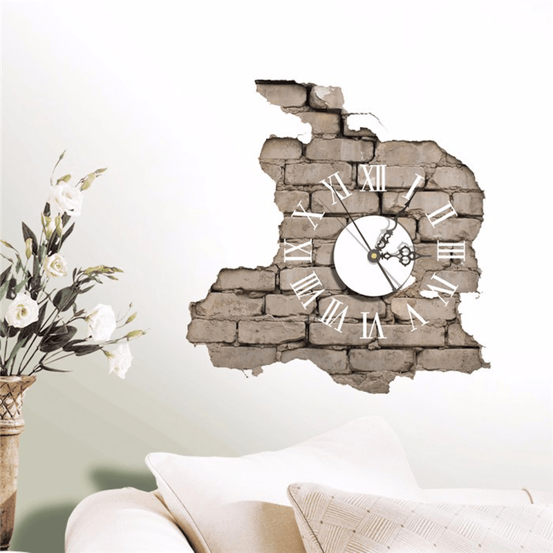 PAG STICKER 3D Wall Clock Decals Breaking Cracking Wall Sticker Home Wall Decor Gift MRSLM