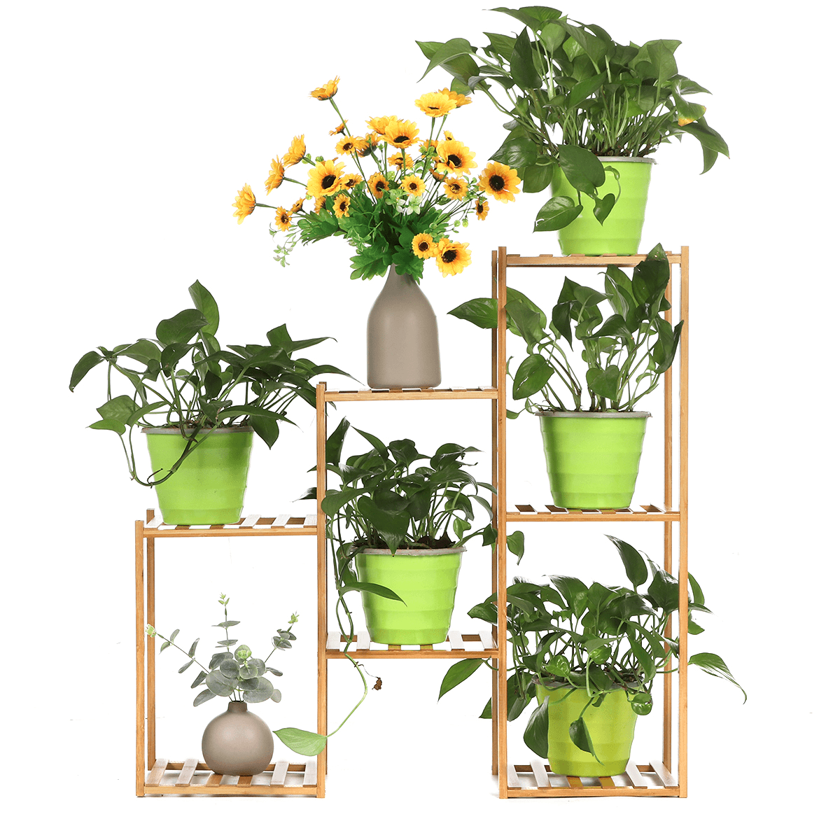 Multi-Layer Plant Shelve Floor-Standing Potted Plant Rack Thicken Batten Breathable Material for Garden Sets MRSLM