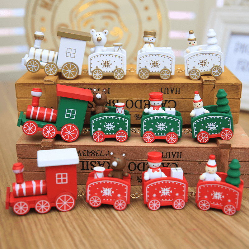 Christmas Wood Train Christmas Decorations Decor Innovative Gift for Children Diecasts Toy Vehic MRSLM