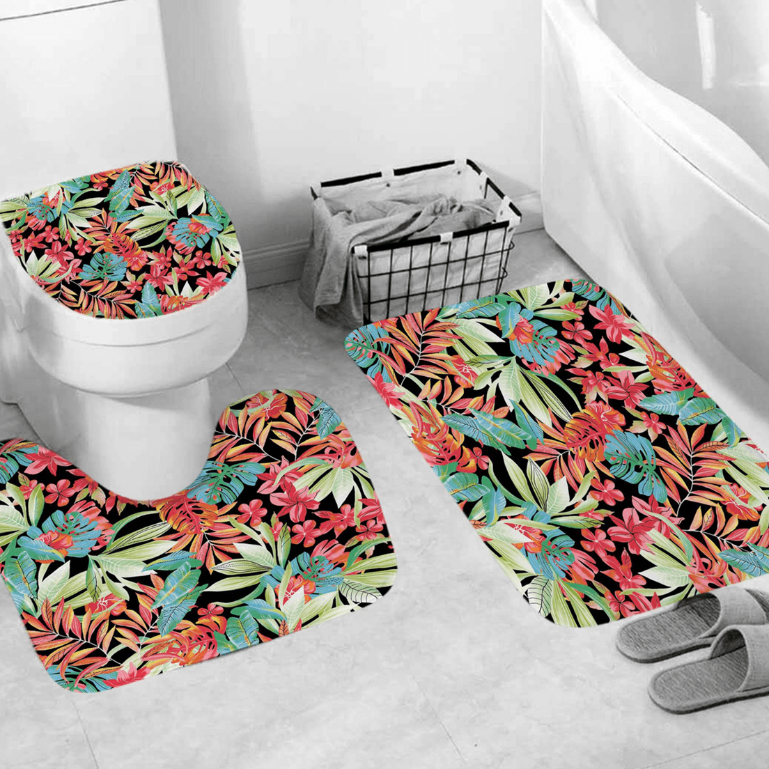 3D Digital Printing Waterproof Mildewproof Shower Curtain Bath Rug Mat Set Bathroom Environmentally No Fading Machine Washable MRSLM