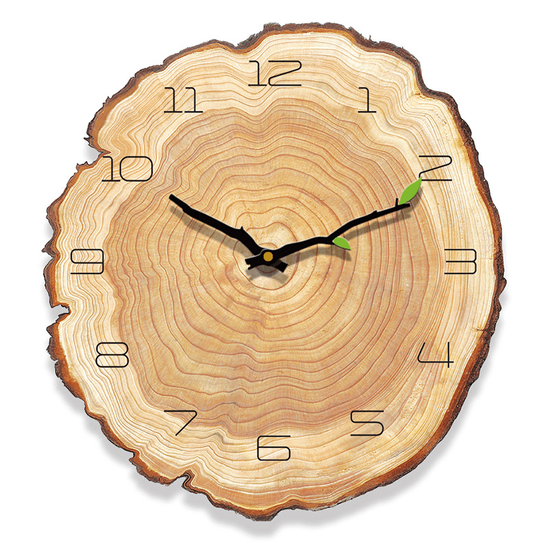 MW002 Creative Wooden Pattern Wall Clock Mute Wall Clock Quartz Wall Clock for Home Office Decorations MRSLM