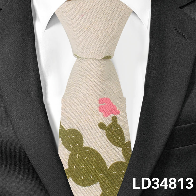 Cartoon Men and Women Tie Cotton, Linen Animal and Plant Print Tie Narrow Version 6Cm dylinoshop