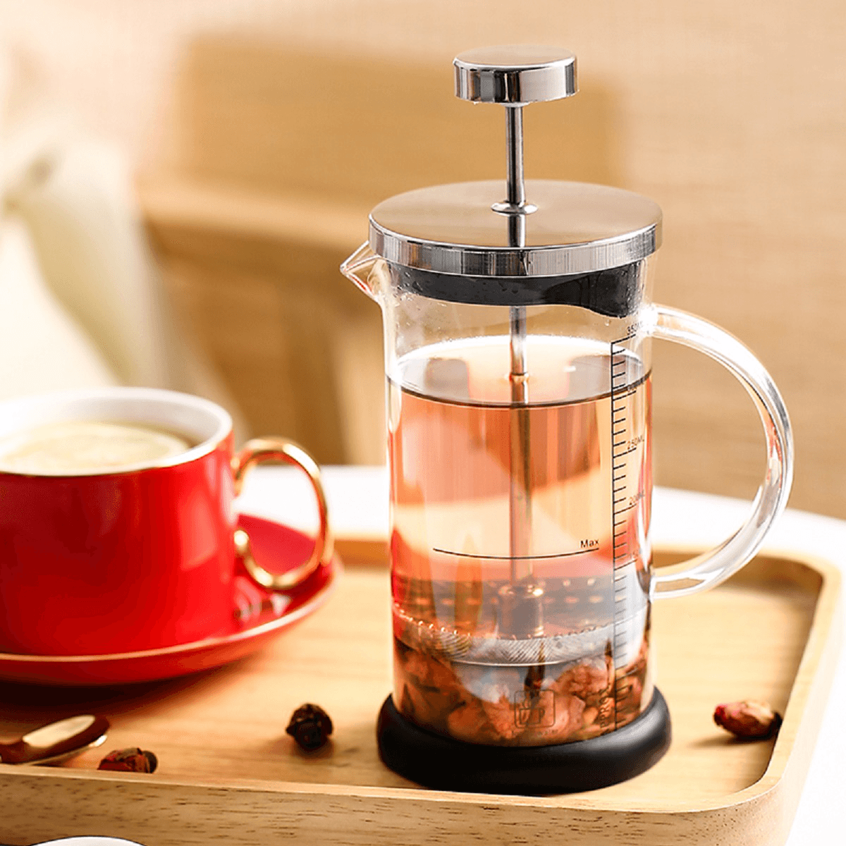 350Ml Double Wall French Coffee Plunger Tea Maker Percolator Filter Press Coffee Kettle Pot Glass Teapot MRSLM