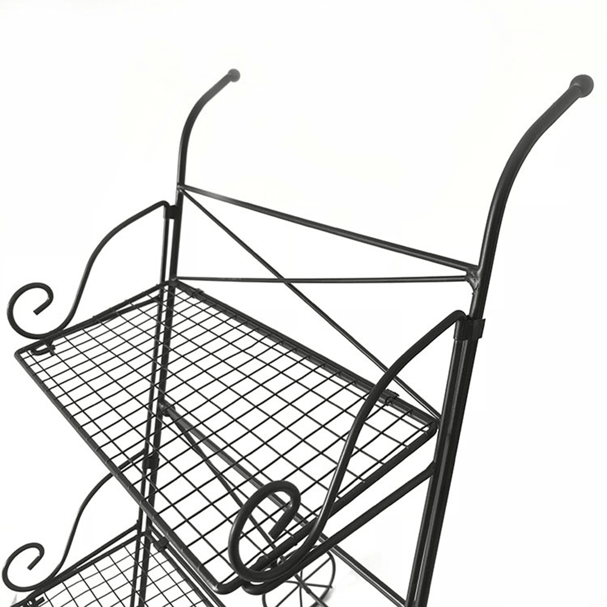 3 Tier Garden Cart Metal Shelf Stand Plant Flower Rack Storage Indoor Outdoor MRSLM