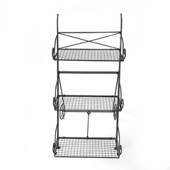 3 Tier Garden Cart Metal Shelf Stand Plant Flower Rack Storage Indoor Outdoor MRSLM