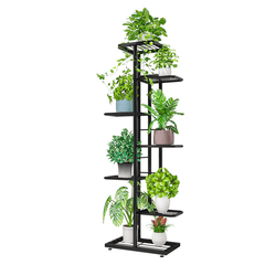 7/8 Black/White Layers Retro Iron Plant Stand Pot Plant Display Shelves Garden Home Decoration MRSLM