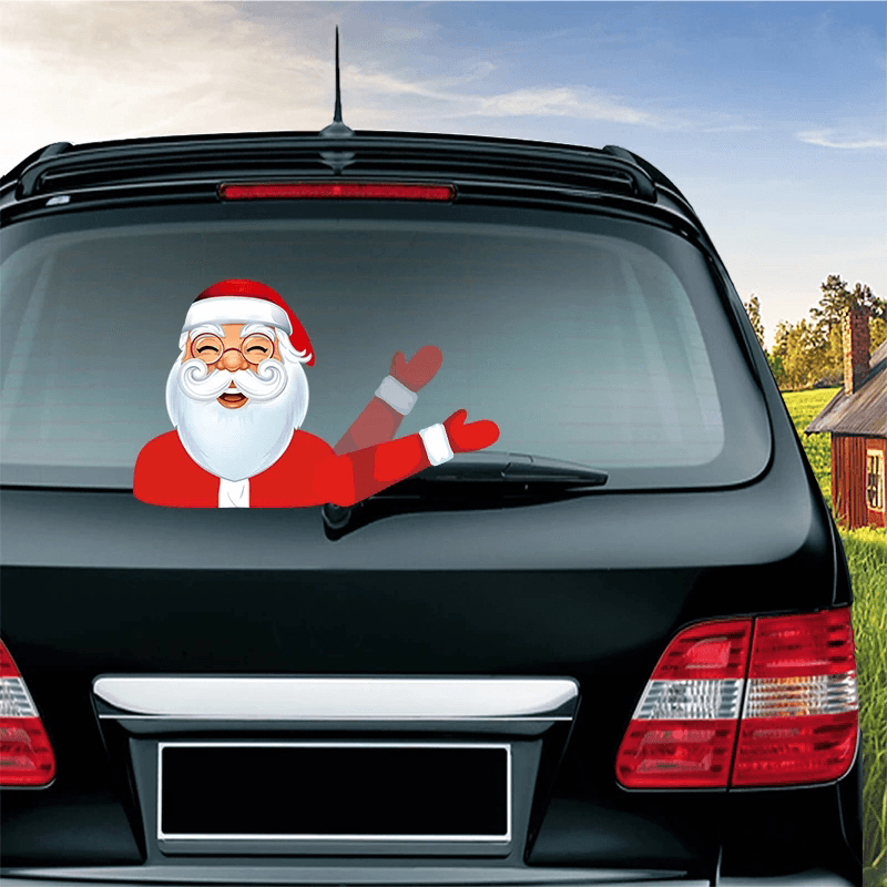 Christmas Car Rear Window Wiper Scraper Sticker Detachable Creative PVC Car Decor Sticker UV Protected MRSLM