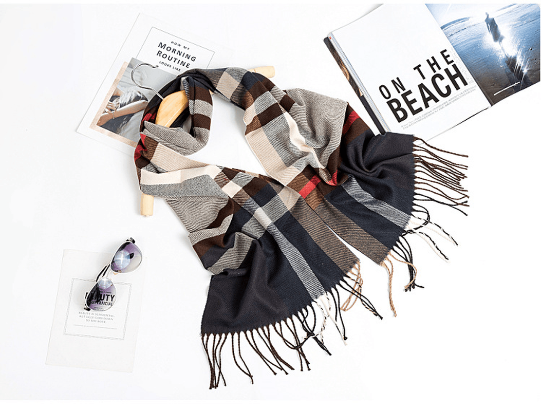 All-Match Simple Men'S Plaid Warm Scarf dylinoshop