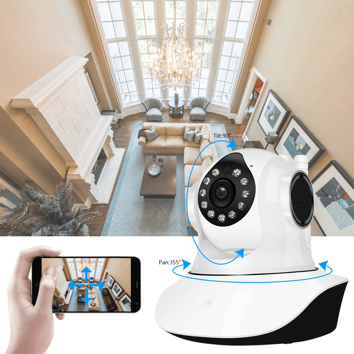 Jooan C6C HD 1080P WIFI IP Camera 11 LED PT 360° Built-In Antenna IP Camera Moving Detection Two-Way Audio Baby Monitors MRSLM