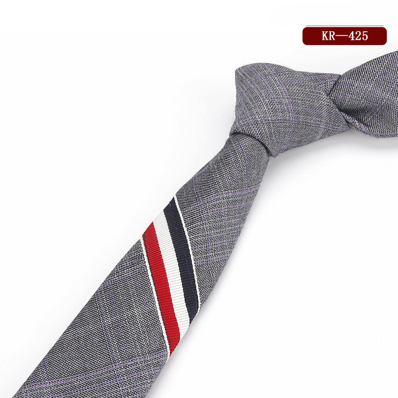 Men'S and Women'S British Super Narrow Casual Quality Cotton Tricolor Tie dylinoshop