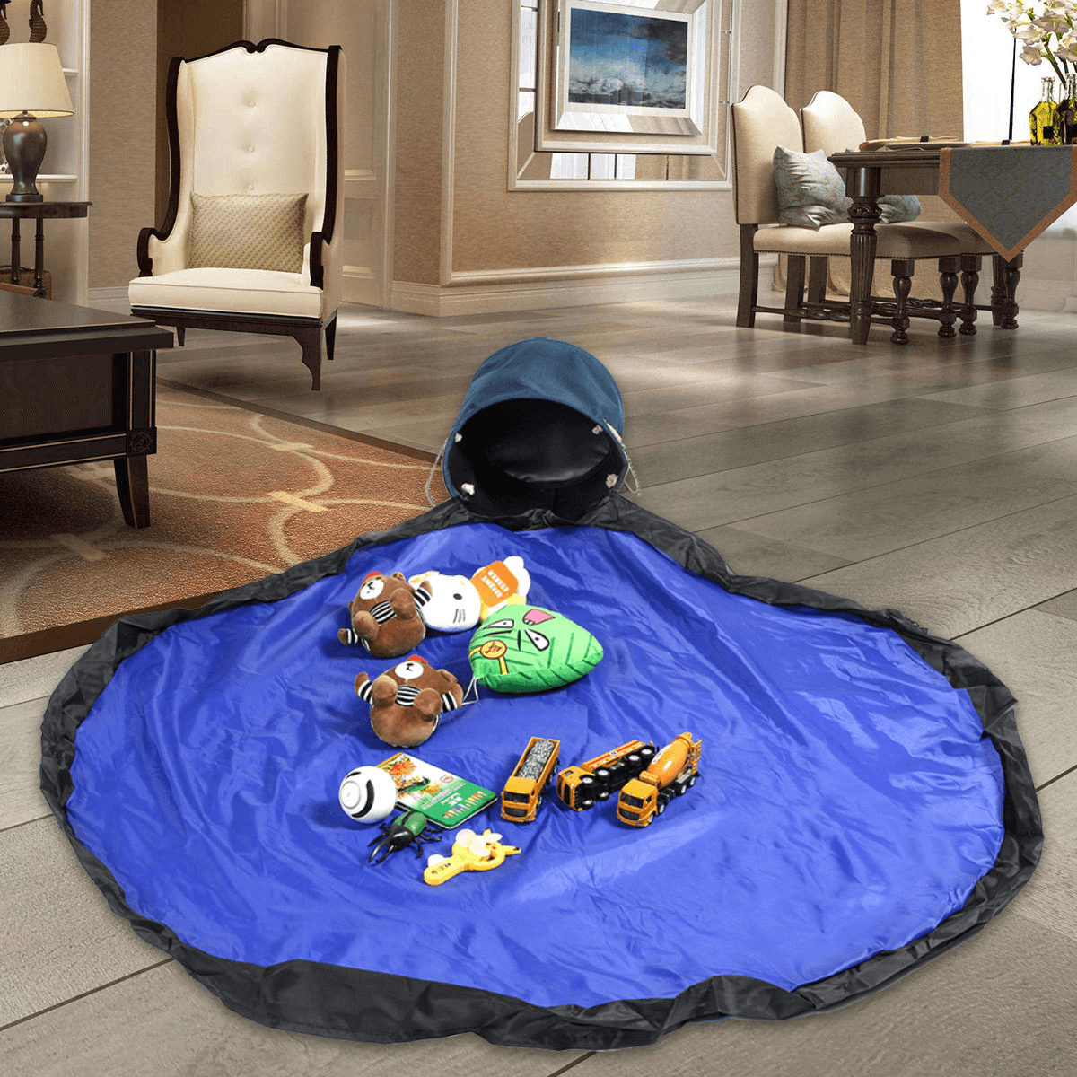 Portable Kids Toy Storage Bag Drawstring Play Mat for Toys Clean-Up Storage Container MRSLM