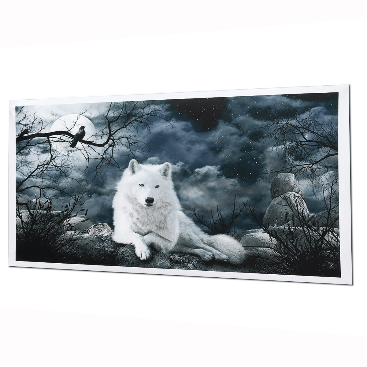 White Wolf Stone Canvas Wall Paintings Frameless Pictures Art Home Decor MRSLM