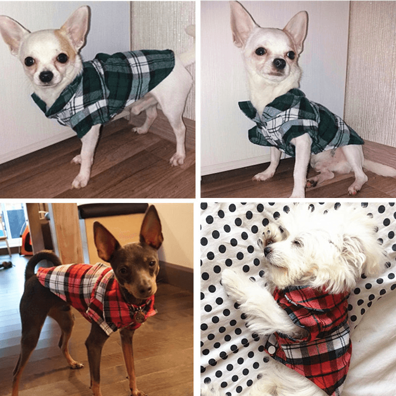 Pet Dog Clothes Soft Puppy Spring Summer Plaid Shirt Outfits Pet Clothing Pet T-Shirt MRSLM