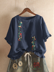 Embroidery Stringy Selvedge Blouse dylinoshop