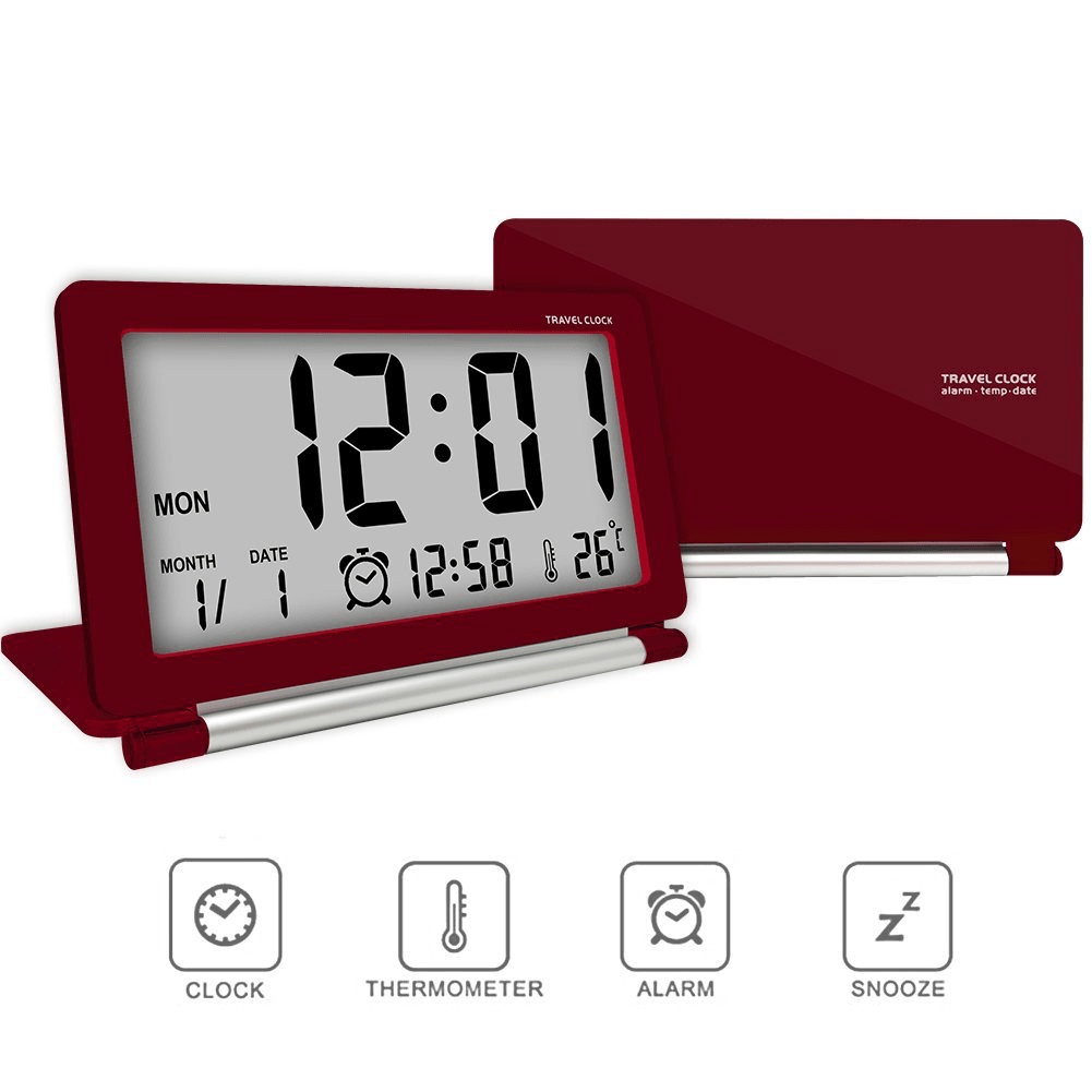 DC-11 Electronic Travel Alarm Clock Folding Desk Clock with Temperature Date Time Calendar MRSLM