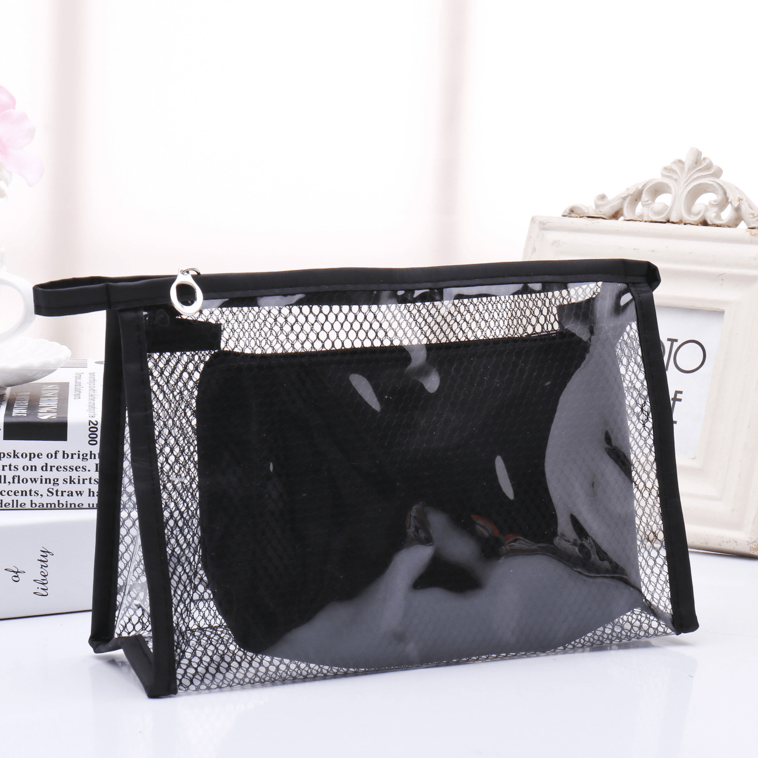 Honana BX-112 Waterproof PVC Cosmetic Bags Two-Piece Suit Net Travel Makeup Transparent Bag MRSLM