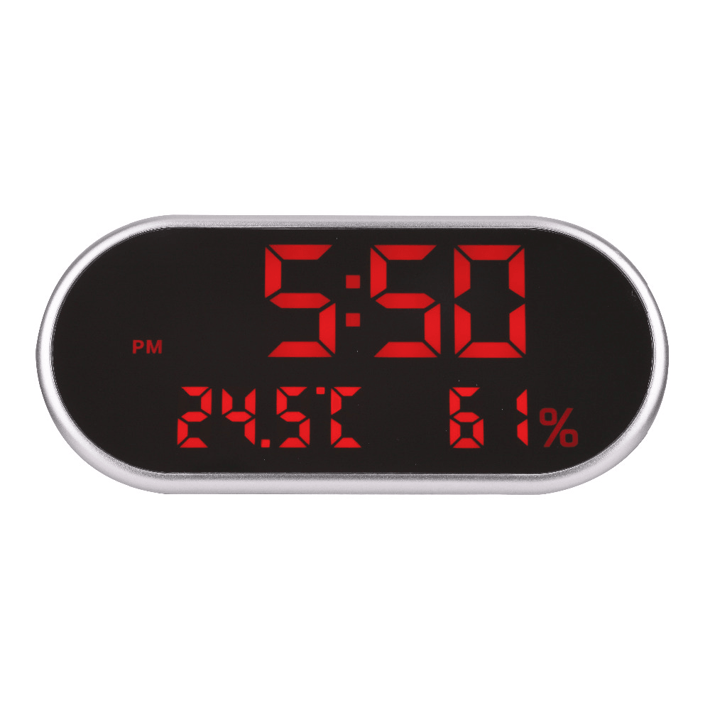 Digital USB Alarm Clock Portable Mirror HD LED Display with Time Humidity Temperature Display Function USB Port Charging Electronic Hygrometer Clock Phone Charging Mute Clock for Home Decoration MRSLM