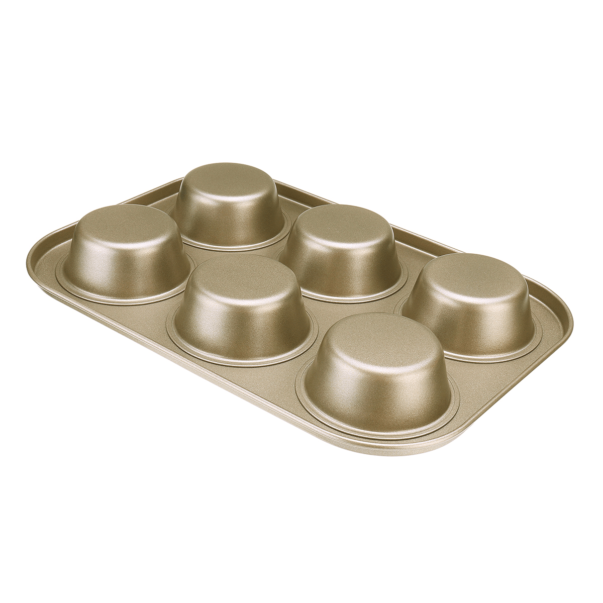 6Pc Muffin Pan Baking Cooking Tray Mould round Bake Cup Cake Gold/Black MRSLM