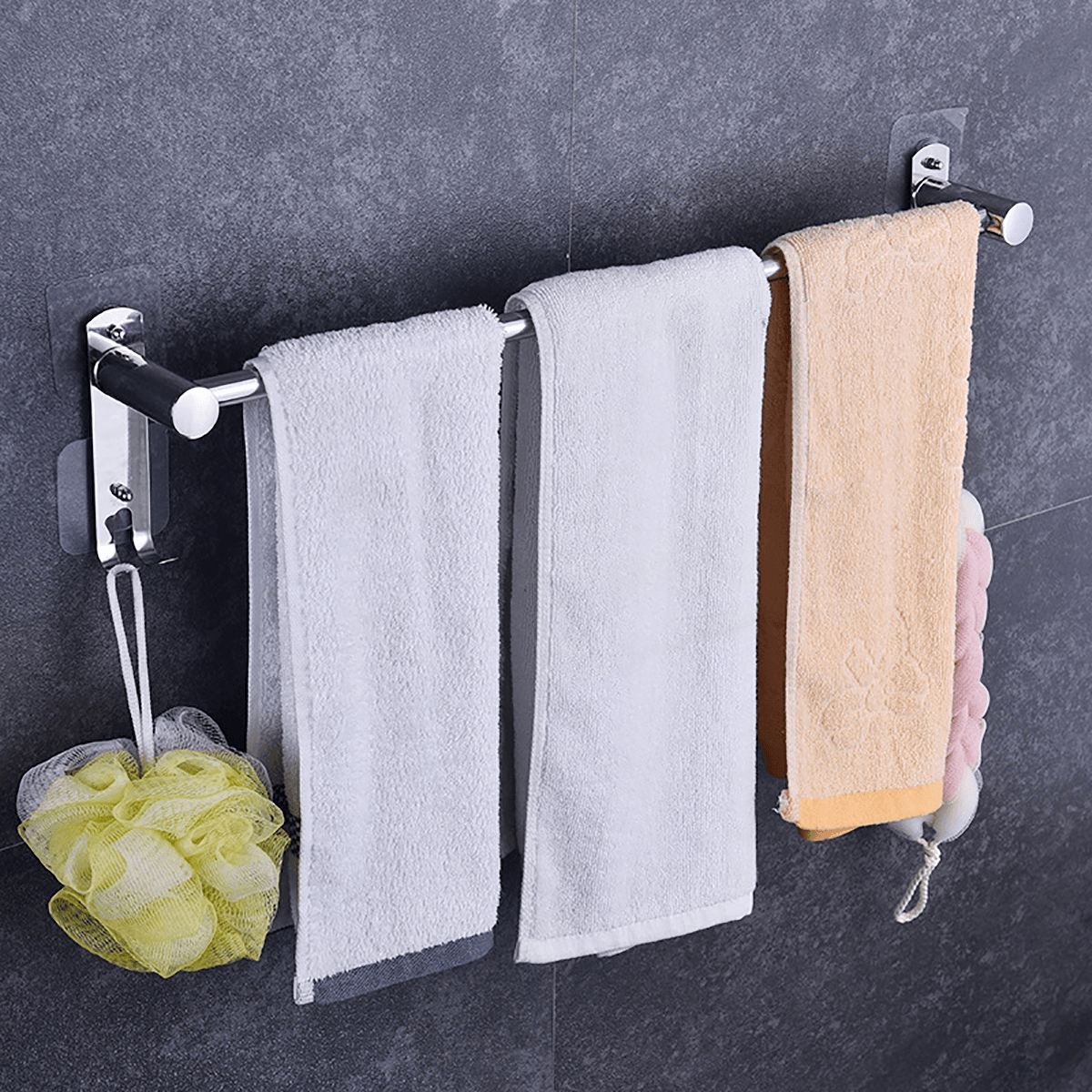 80Cm Stainless Steel Single Double Shelf Wall Mounted Bath Towel Rail Rack for Bathroom Storage Shelf Towel Racks MRSLM