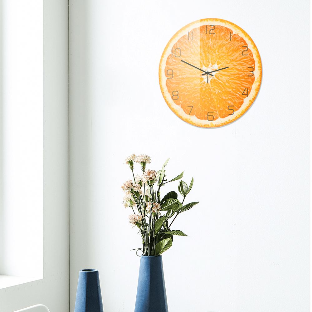 CC093 Creative Orange Wall Clock Mute Wall Clock Quartz Wall Clock for Home Office Decorations MRSLM