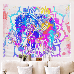 Mandala Tapestry Elephant Psychedelic Tapestry Animal Wall Hanging Bohemia Wall Tapestry Galaxy for Home Decor Hippie Blanket MRSLM