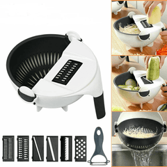 9 in 1 Multifunction Vegetable Cutter Drier Slicer Grater Rotated Vegetable Fruit Fruit Shredder Grater with Kitchen Drain Basket MRSLM