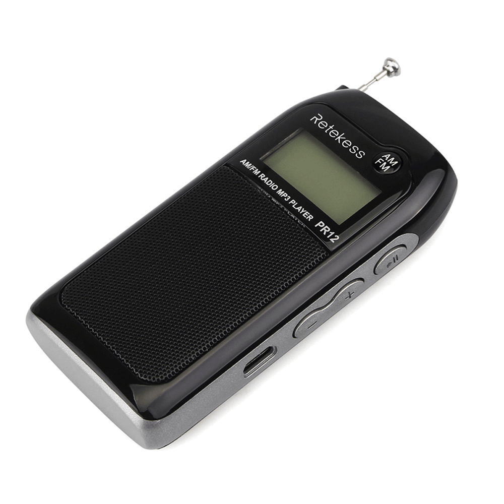 Retekess PR12 AM FM Radio Digital Tuning Radio Receiver MP3 Music Player with Rechargeable Battery MRSLM