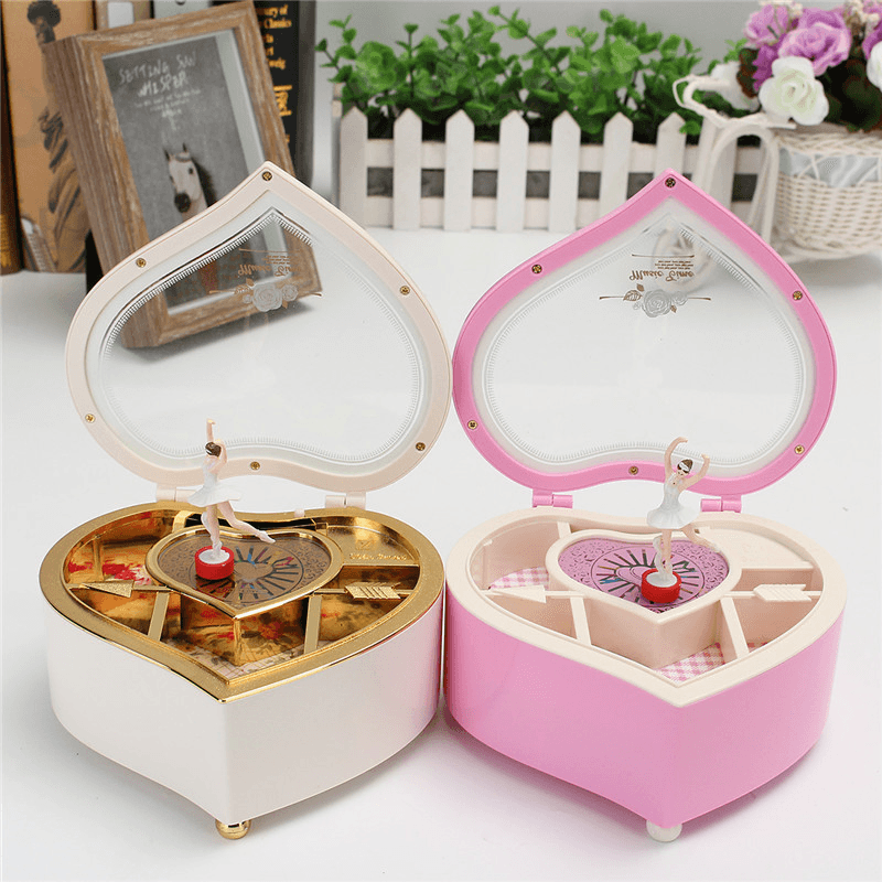 Kid Heart Shaped Jewellery Music Box Ballerina Xmas Toy Gift Home Decor MRSLM