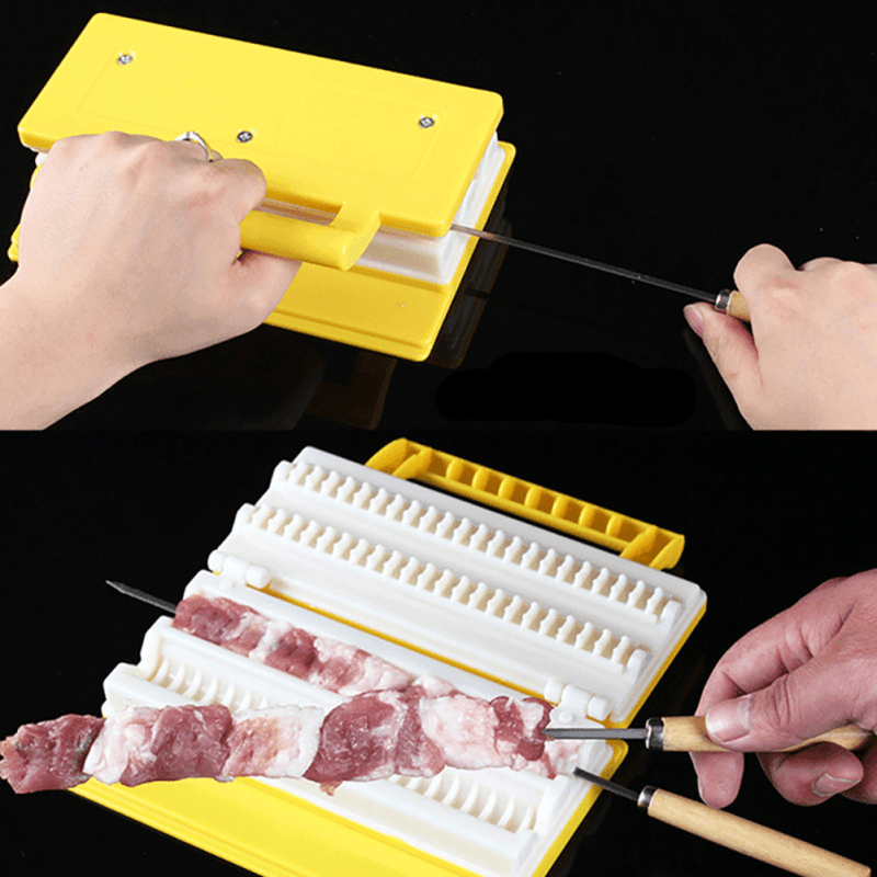 Portable Multi-Functional Single/Double Row BBQ Meat Skewer Kitchen Meat String Device Barbecue String Tool MRSLM