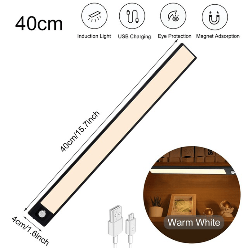 20/40/60CM Body Sensing Small Night Light USB Charging Lamp LED Portable Strip Light for Bedroom Wardrobe Bookcase Stairs dylinoshop