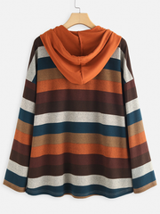 Women Contrast Color Stripe Patchwork Hoodie dylinoshop