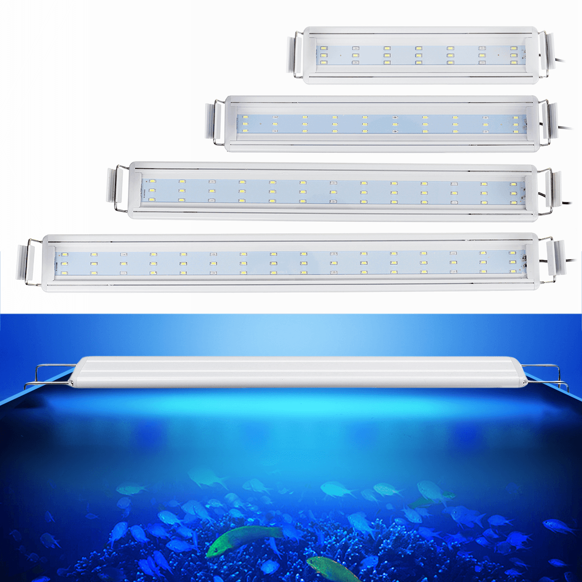 Aquarium Fish Tank EU Plug LED Light Over-Head Blue+White Lamp Plants Moon Lighting MRSLM