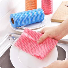 25 Pcs/Roll Non-Woven Kitchen Cleaning Cloths Disposable Multi-Functional Rags Wiping Scouring Pad Furniture Kitchenware Wash Towel Dishcloth MRSLM