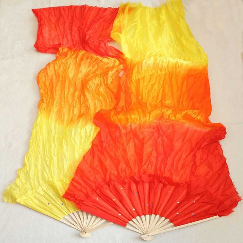 1.8M Multicolor Belly Dance Fan Bamboo Long Silk Fans Dance Performance Supplies dylinoshop