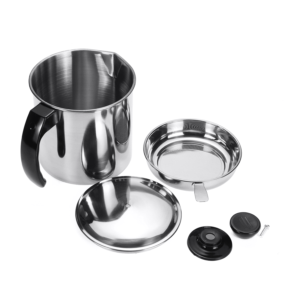 1.3L / 1.8L Stainless Steel Oil Filter Dripping Container Grease Strainer Pot Oil Strainer Kitchen Restaurant Oil Dispenser dylinoshop