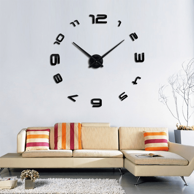 Large DIY 3D Wall Clock Home Decor Mirror Sticker Art Decorative Clock MRSLM