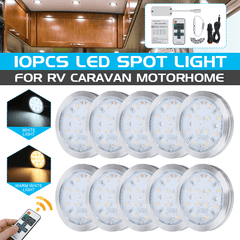 10PCS 12V LED Interior Lamp Cabinet Light Downlight with Remote Control for VW T4 T5 dylinoshop