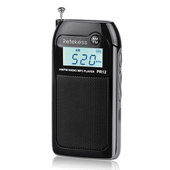 Retekess PR12 AM FM Radio Digital Tuning Radio Receiver MP3 Music Player with Rechargeable Battery MRSLM