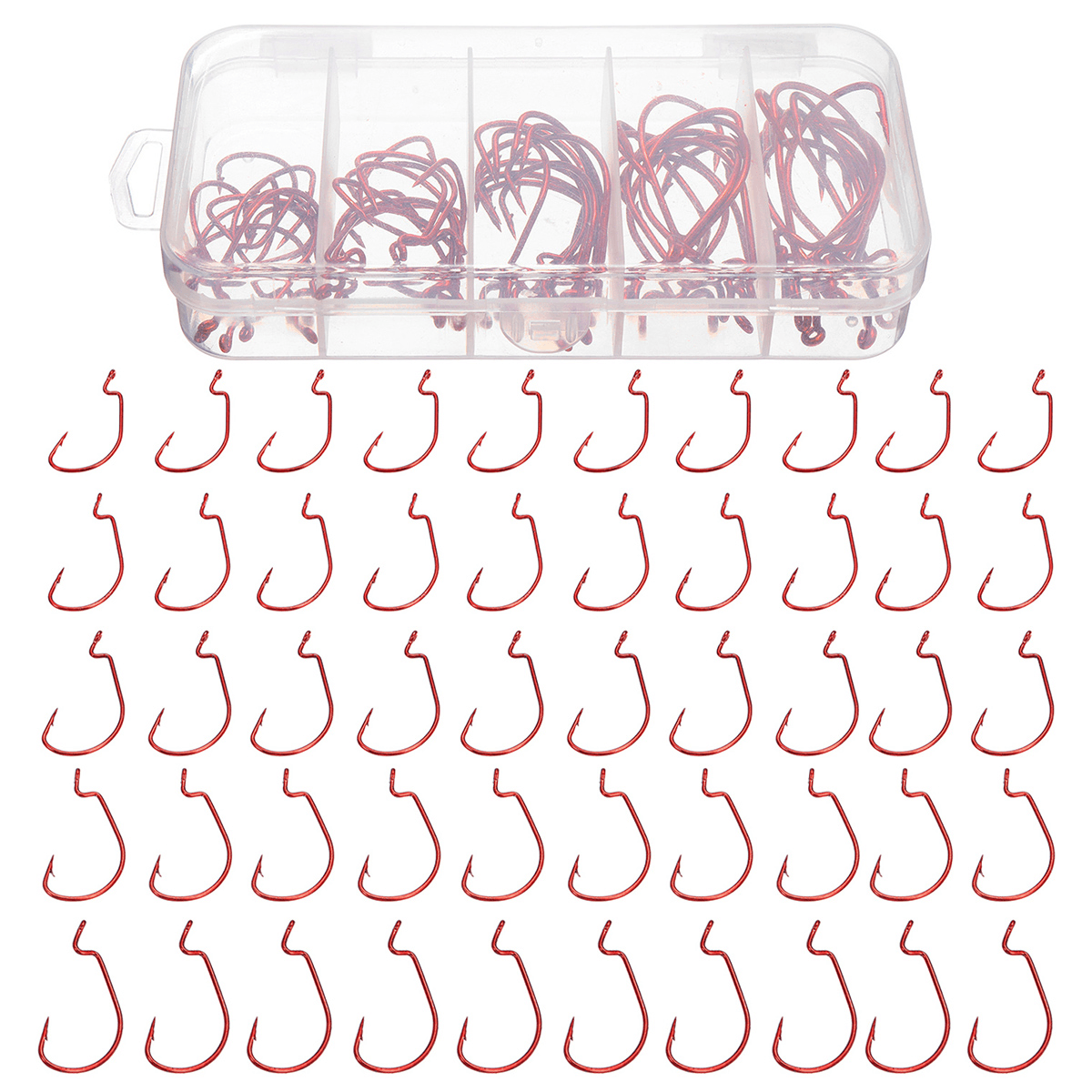 50PCS Three-Color Fishing Hooks Light Portable Fishing Hooks with Storage Box MRSLM