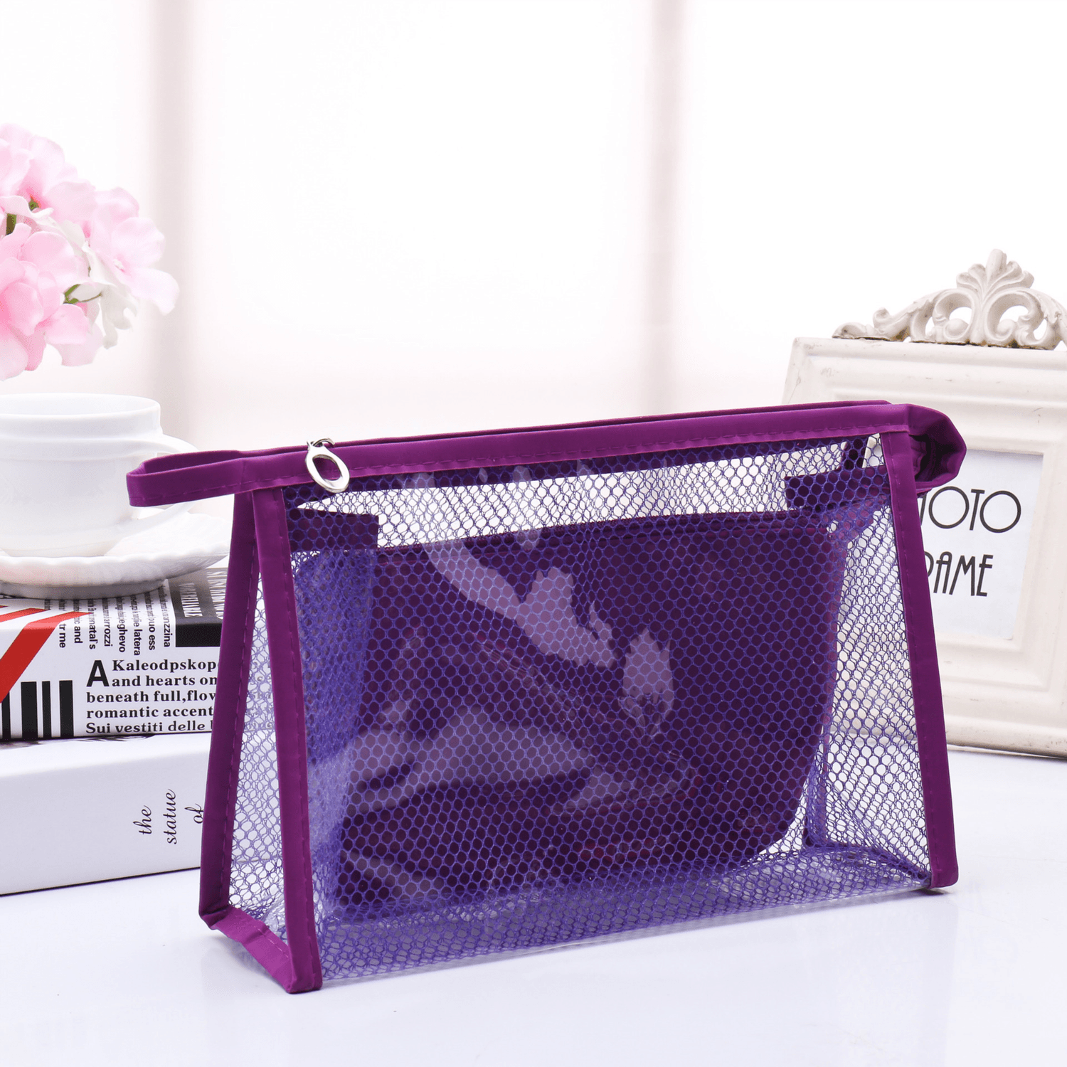 Honana BX-112 Waterproof PVC Cosmetic Bags Two-Piece Suit Net Travel Makeup Transparent Bag MRSLM