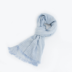 Cotton and Linen Scarf Japanese Literary Style Striped Fringed Drape dylinoshop