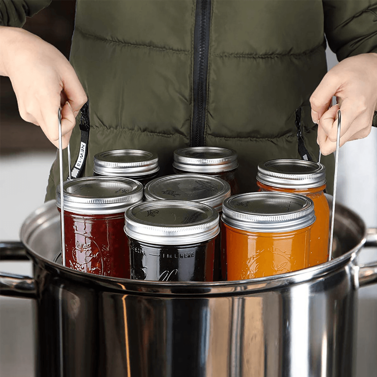 304 Stainless Steel Can Storage Organizer Can Storage Rack round Draining Rack Canning Jar Lifting Tool Kit Canning Jar Tongs MRSLM