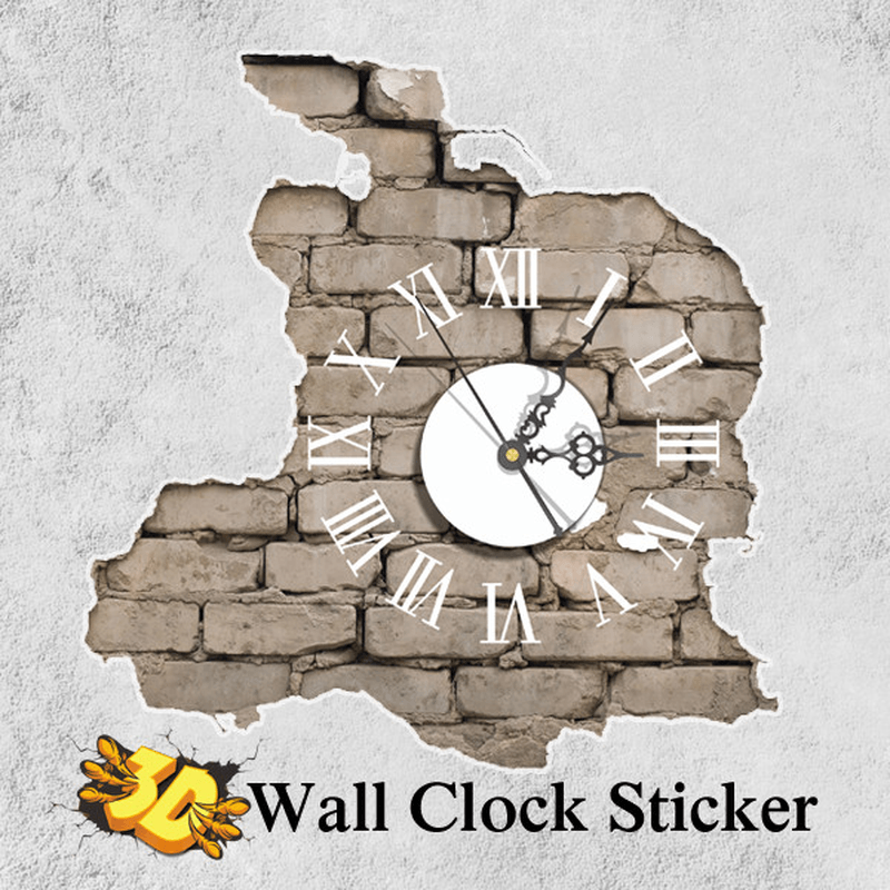 PAG STICKER 3D Wall Clock Decals Breaking Cracking Wall Sticker Home Wall Decor Gift MRSLM